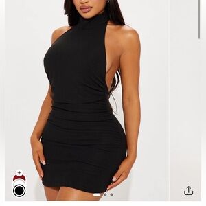 Black Ruched Mini Dress
